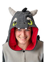 Black Dragon Kigurumi Adult Onesie Costume Pajamas Hood KIGU-KG-059