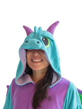 Huff the teal Dragon Animal Kigurumi Adult Onesie Costume Pajamas Hood KIGU-KG-030