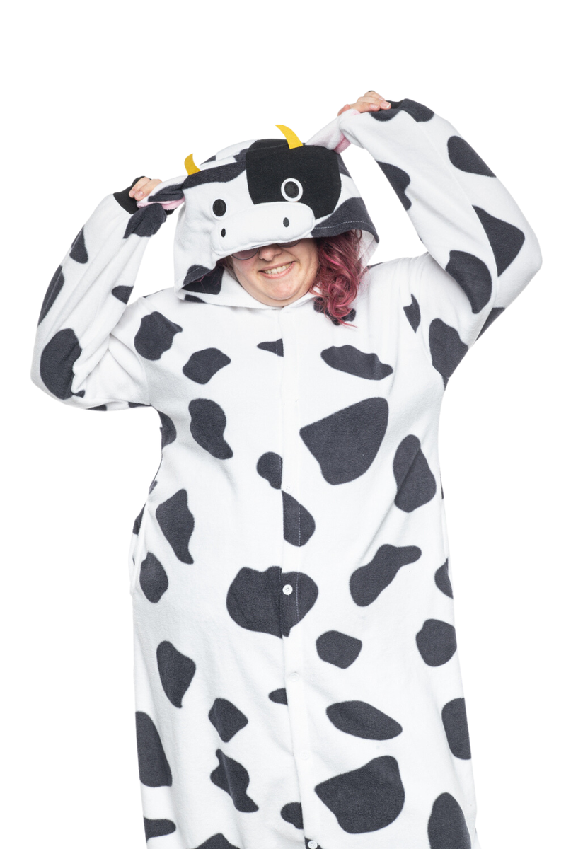 Hoodies Pajamas Jumpsuit, Adult Cow Pajama Onesie