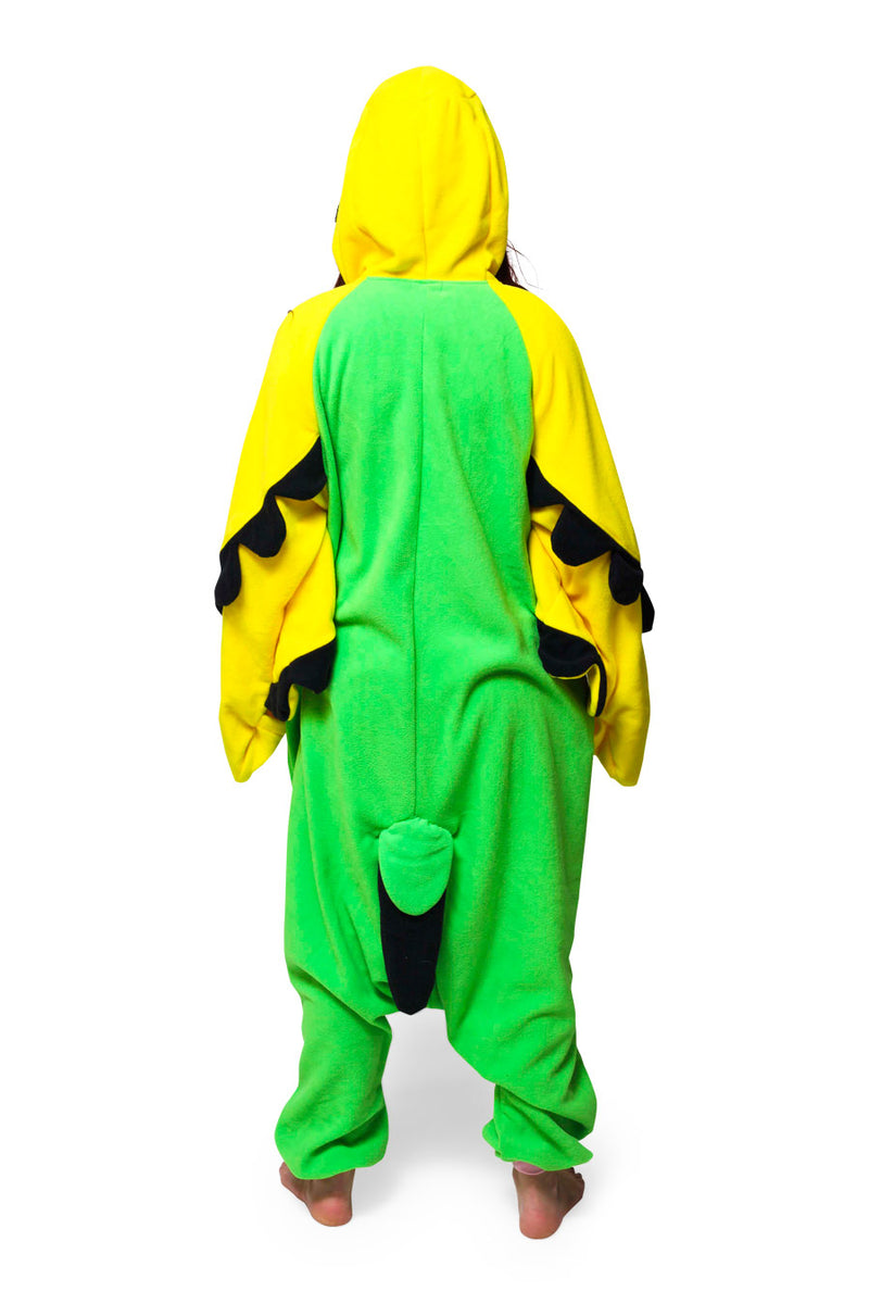 Green Budgie Animal Kigurumi Adult Onesie Costume Pajamas Back