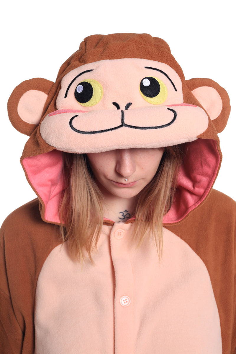 Japanese Monkey Animal Kigurumi Adult Onesie Costume Pajamas Hood